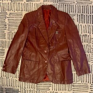 Etienne Aigner Burgundy Leather Jacket